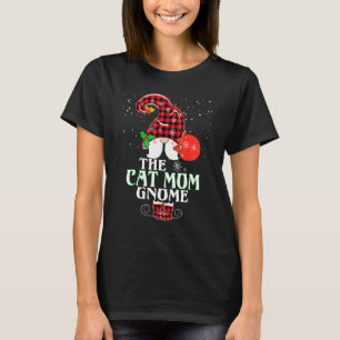 Cat Mom Gnome Buffalo Plaid Matching Family Christ T-Shirt