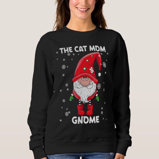 Cat Mom Gnome Family Matching Christmas Pajama Sweatshirt (Front)