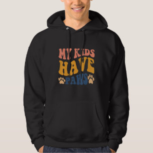Cat Mom Groovy Mama Letter My Kids Have Paws Hoodie