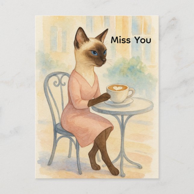 Cat mom is drinking coffee postcard (Front)