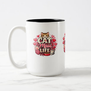 Cat Mom Life Valentine Mug – Cute Cat Lover Hearts