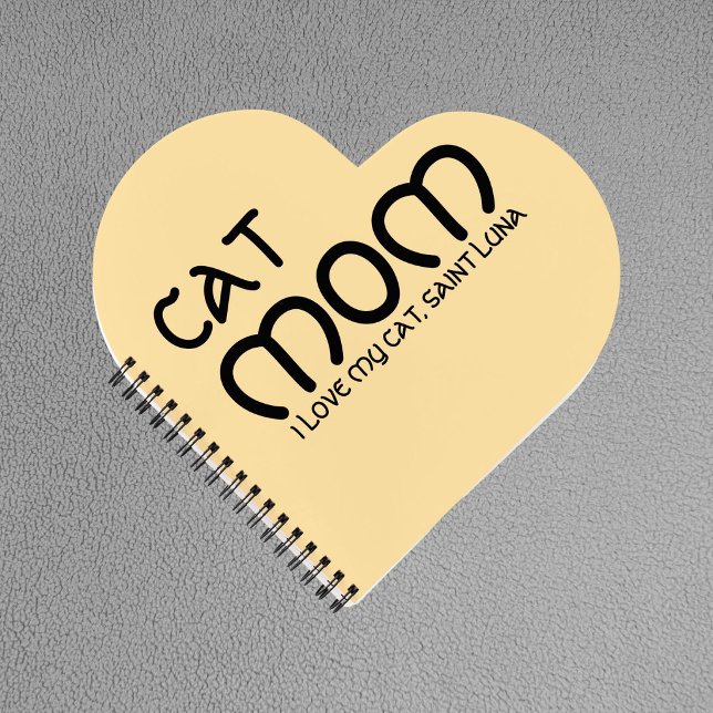 Cat Mom Pet Friends BFF Custom Black Script Beige Notebook (Creator Uploaded)