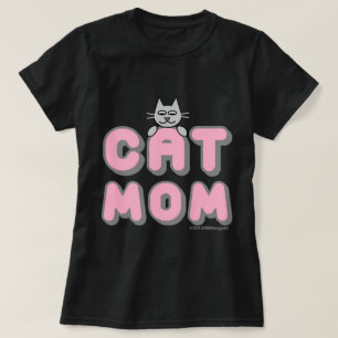 "CAT MOM" Pink and Black T-Shirt
