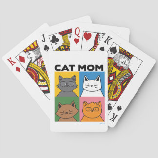 Cat mom playing cards
