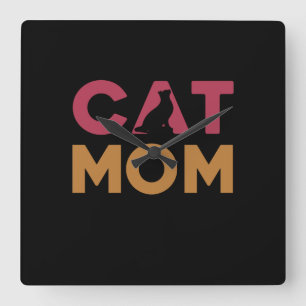 Cat Mom Square Wall Clock