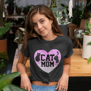 CAT MOM T-SHIRTS FAUX GLITTER