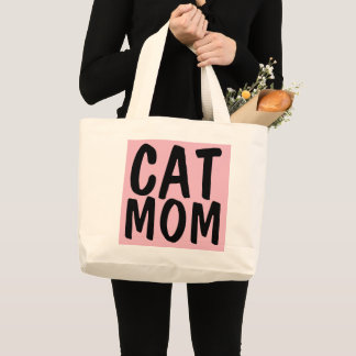 CAT MOM Tote, Pink Large Tote Bag