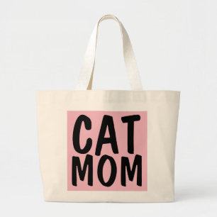 CAT MOM Totes, Pink Large Tote Bag