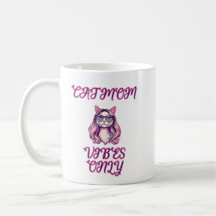 Cat Mom Vibes Only Feline Lover Life Design Coffee Mug