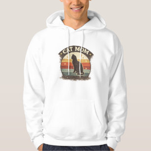 Cat Mom Vintage Retro Sunset Design Hoodie