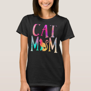 Cat Mom Water Color Funny Cat Owner Woman Mothers  T-Shirt