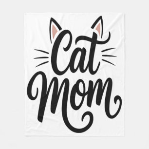 Cat Mom Whiskers and Ears Fleece Blanket