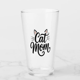 Cat Mom Whiskers and Ears Glass