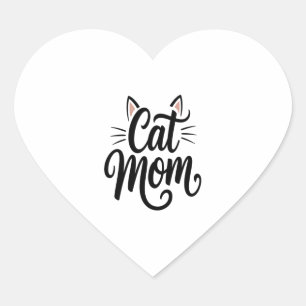 Cat Mom Whiskers and Ears Heart Sticker