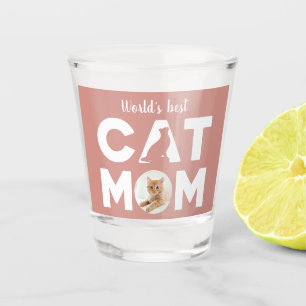 CAT MOM, Your Photo, Pink Shot Glass