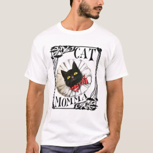 Cat Momma Black Cat Collar And Bow Tie T-Shirt