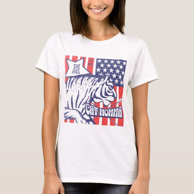 Cat Momma T-shirt for kitty mothers cat lovers  (Front)