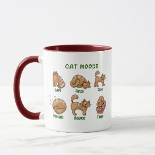 Cat Moods Attitude Mug, Funny Coffee Cup 