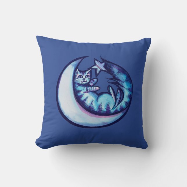Cat Moon Caturday Star Art Purple MoonCat          Cushion (Front)