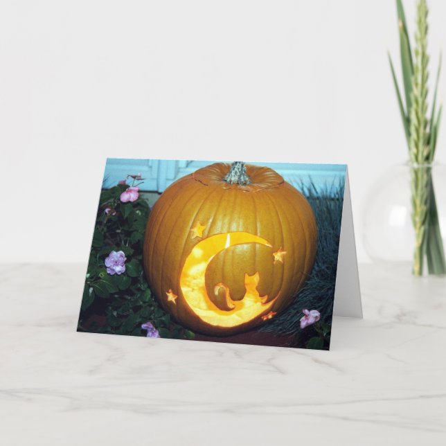 Cat Moon Pumpkin Card (Front)