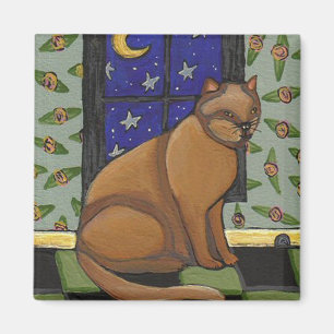 Cat, Moon & Stars - magnet
