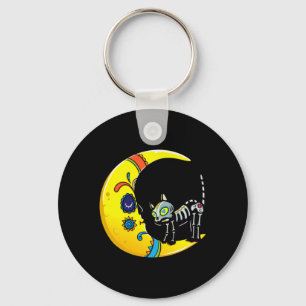 Cat Moon Sugar Skull Dia De Los Muertos Day Of Key Ring