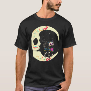 Cat Moon Sugar Skull Dia De Los Muertos Day Of The T-Shirt