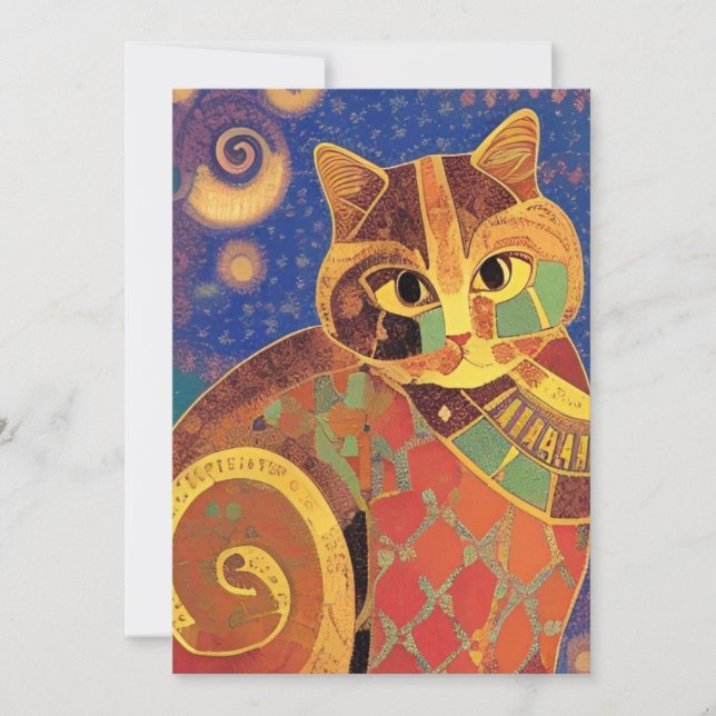 Cat moroccan mosaic kitty voices  thank you card (Front)
