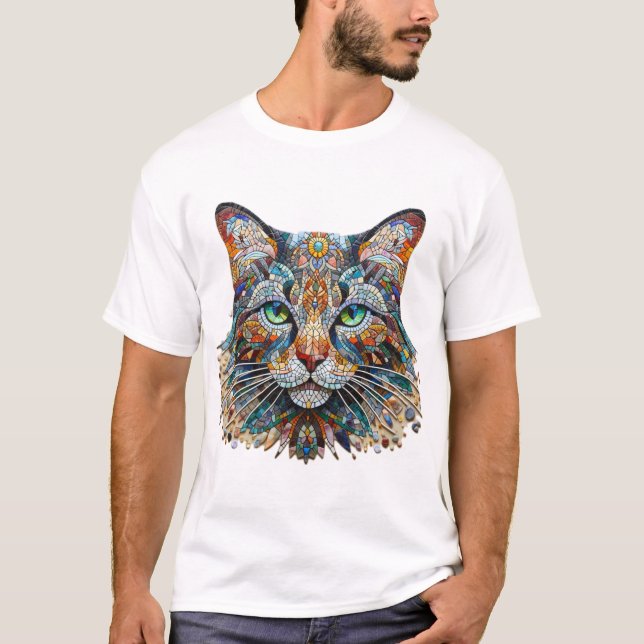 Cat Mosaic Art T-Shirt (Front)