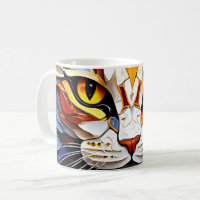 Cat Mosaic Stained Glass Design Coffee Mug