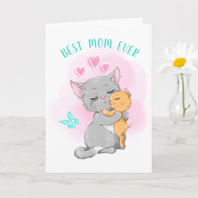 Cat mother postcard best mum ever happy mother day (Small Plant)