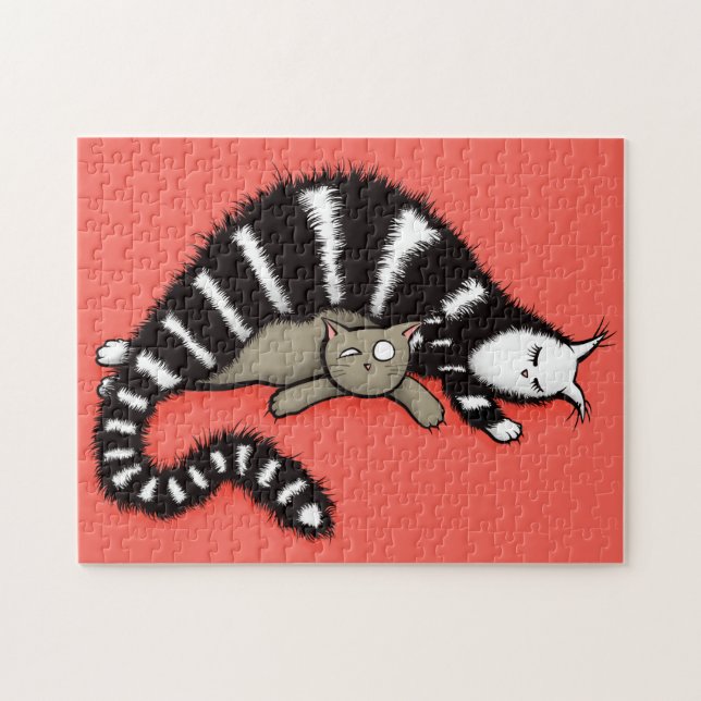 Cat Mother Protects Her Cute Kitty Jigsaw Puzzle (Horizontal)