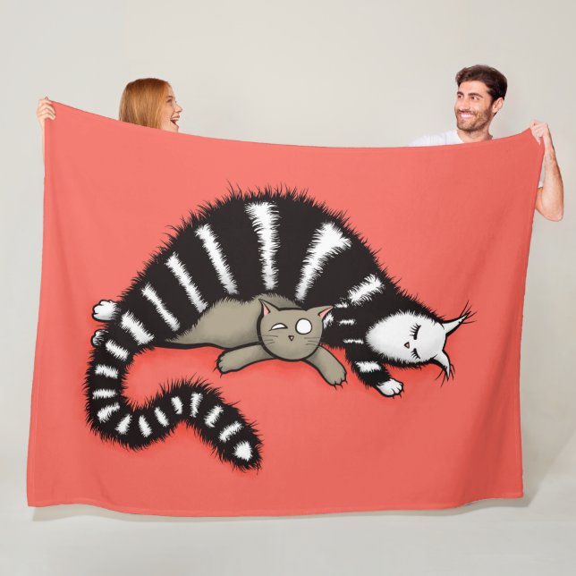 Cat Mother Protects Her Cute Kitty Kid Fleece Blanket (In Situ)