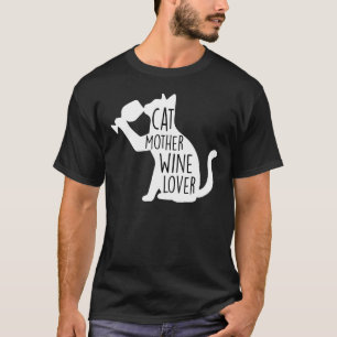 Cat Mother Wine Christmas Funny Womens Pet Cat Wi T-Shirt