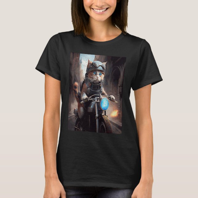 Cat Motorbike Video Games T-Shirt (Front)