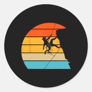 Cat Mountain Climber Boulder Sport Art Retro Rock Classic Round Sticker