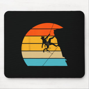 Cat Mountain Climber Boulder Sport Art Retro Rock Mouse Pad
