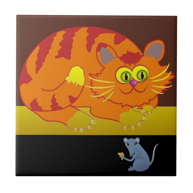 Cat & Mouse Ceramic Tile (Front)
