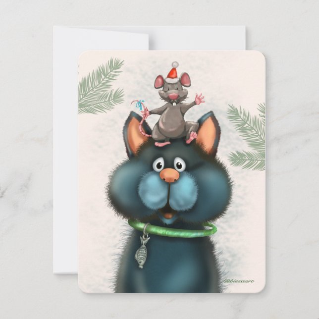 Cat & mouse Christmas Card (Front)