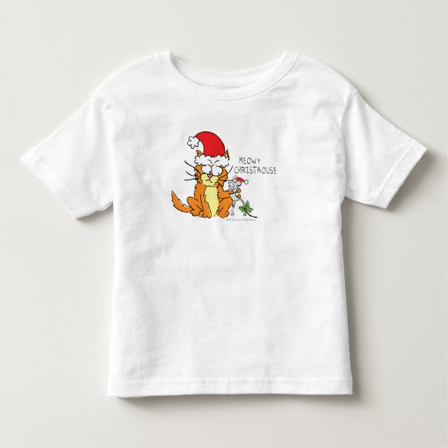 Cat Mouse Christmas Funny Cartoon Cute Toddler T-Shirt (Front)