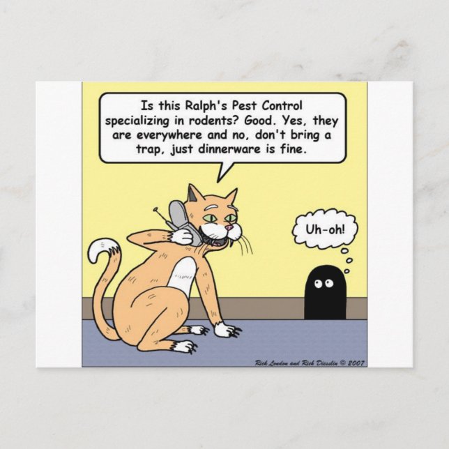 Cat & Mouse Dinnerware Funny Cartoon Gifts & Tees Postcard (Front)