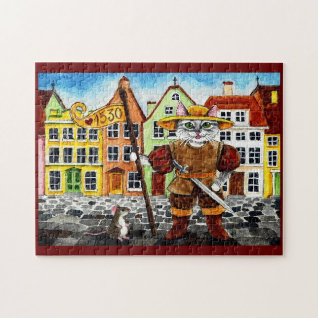 Cat, mouse Estonian folklore jigsaw puzzle (Horizontal)
