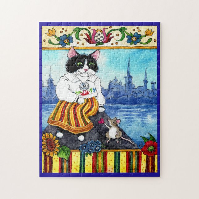 Cat mouse Estonian folklore jigsaw puzzle (Vertical)