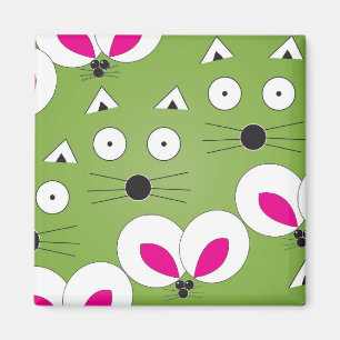 Cat Mouse pattern green Magnet