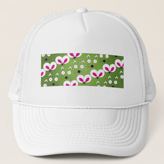 Cat Mouse Pattern green Trucker Hat (Front)