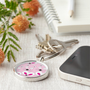Cat Mouse Pattern Keychain Lt Pink