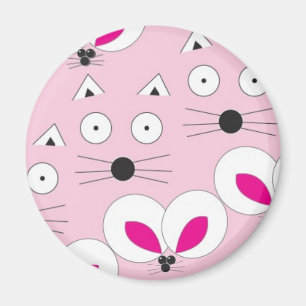 Cat Mouse Pattern Pink Magnet