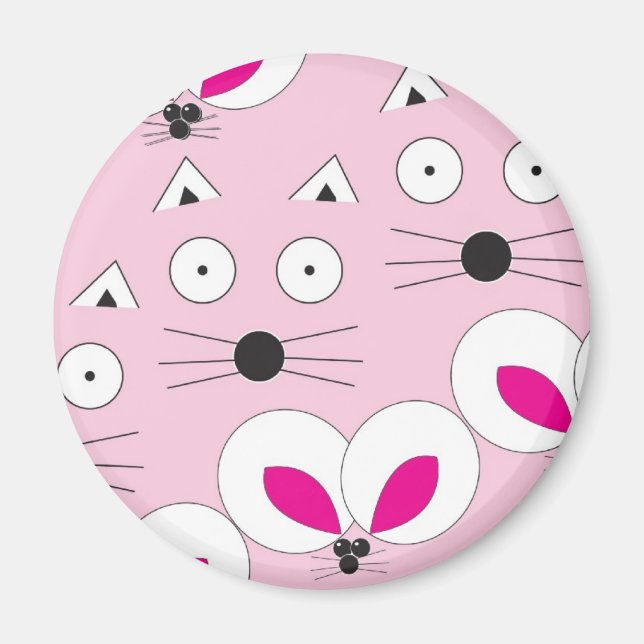 Cat Mouse Pattern Pink Magnet (Front)