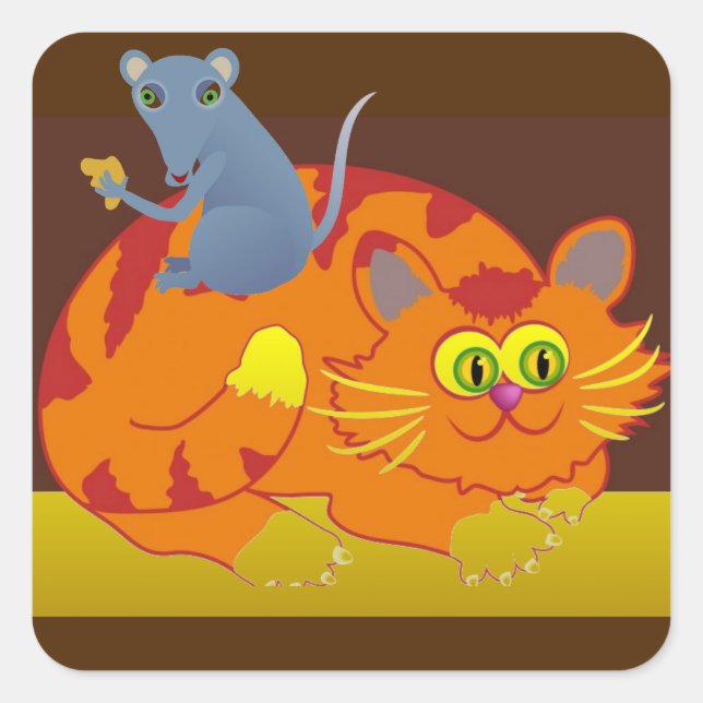 Cat & Mouse Square Sticker (Front)