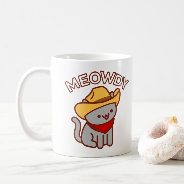 Cat Mug - "MEOWDY" (With Donut)